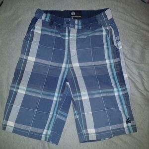 Micros Navy and Teal Plaid Shorts